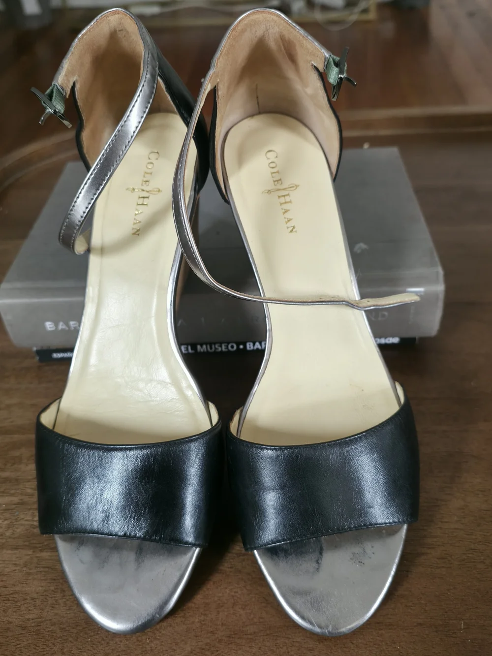 Cole Haan Women’s Black Leather Open-Toe Ankle-Strap Sandals